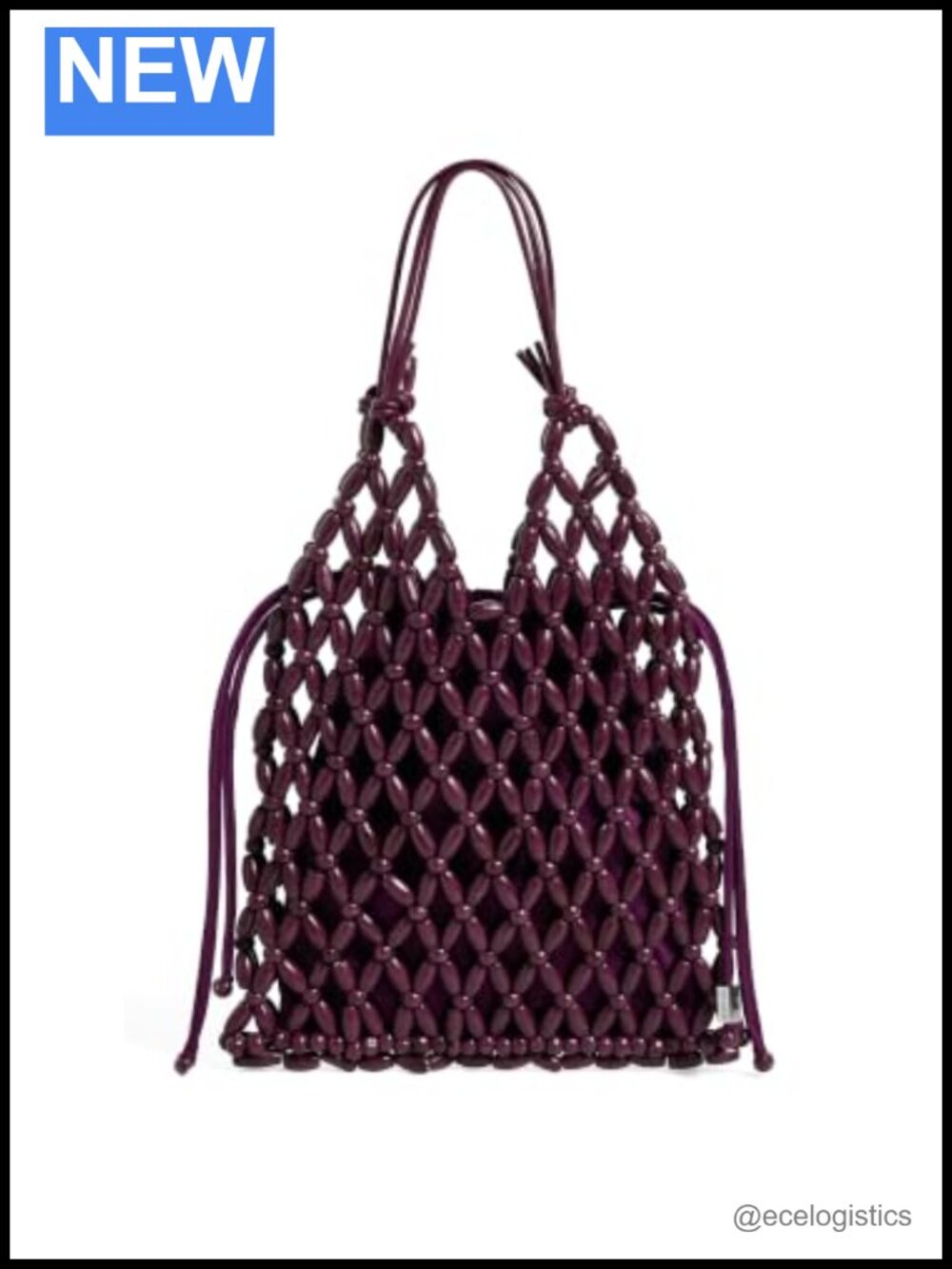 Beaded Clutch Purse with Leather Trim Top Handles Satin Lining Cotton